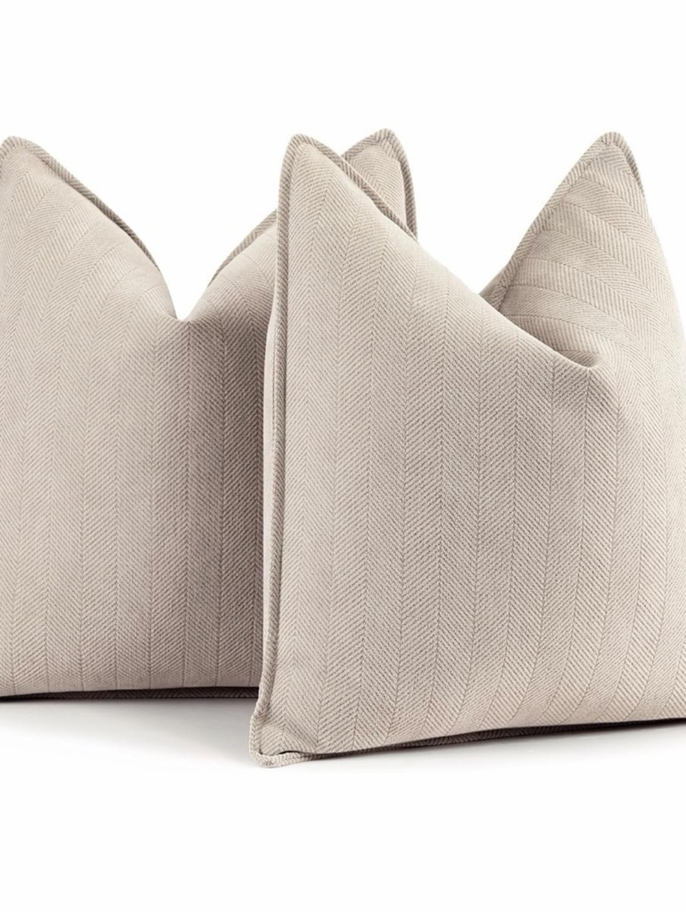 Beige Pillow Covers 18x18 Inch Set of 2 Chenille Throw Pillow Covers